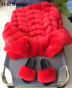 Di alta qualità di modo Lungo della signora del manicotto del cappotto di pelliccia del faux di inverno Cappotto di Pelliccia di Volpe - Product Image 4