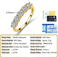 Bague populaire en argent S925 avec moissanite et incrustation demi-cercle, bague à cinq pierres de luxe léger, polyvalente et empilable