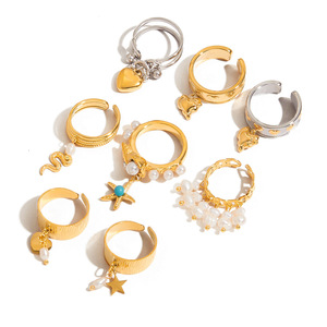 Juego de Anillos Colgantes de Acero Inoxidable Yueli con Dijes de Corazón, Joyería Unisex para Regalo - Product Image 5