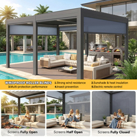 Pergola bioclimatique en aluminium à toit plat blanc, auvent de patio, toit rotatif, pour balcon, maison, jardin, villa, terrasse, extérieur, télécommande