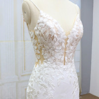 Robe de mariée en crêpe avec dentelle française, tissu 2023 Offre Spéciale