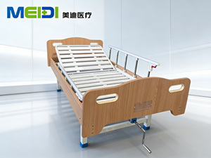 Cama de Hospital de un Solo Manivela con Tablero de MDF y Ruedas - Product Image 5