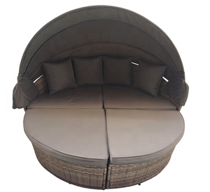 Hot Koop Outdoor Ligstoel Rieten Rotan Ronde Ligbed Met Luifel Patio Meubels - Product Image 1