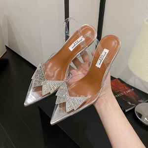 Sandalias de Mujer con Pedrería, Sandalias Transparentes de PVC con Tacón Alto, Sandalias Gladiador de Verano, Zapatos para Fiesta o Baile de Graduación - Product Image 1