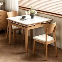 Table à manger rectangulaire extensible et pliable en bois massif veiné, design minimaliste moderne, pour la maison, petits espaces