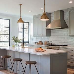 Cuisine moderne sur mesure, prix d'usine, ensemble complet d'armoires en mélamine automatiques pour villa, armoires de cuisine - Product Image 2