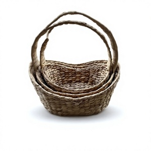 Premium Natural Water Hyacinth Woven Eco-Friendly Modern Storage Basket Handmade Kitchen Use for Home Decor Wholesale Bulk - Product Image 1