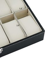 Grande boîte de rangement de montres de luxe noires à 24 grilles pour hommes