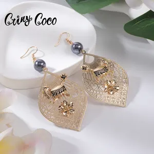 Cring CoCo Gold Plated New Simplicity Jewelry Tribe Leaf Earrings Polinesian Plumeria rubra Wholesale Hawaiian Earrings