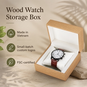 Wood <b>Watch</b> Storage Box Rectangle FSC Certified Made in Vietnam Custom Logo Laser Engraving Eco-Friendly Jewelry <b>Case</b> - Product Image 1