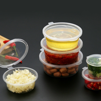 Couvercles de gobelets à sauce jetables transparents de qualité alimentaire, étanches, pour emballage à emporter, personnalisables, capacité 1oz-4oz, échantillons gratuits, MOQ 10000