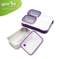 Nouveau 3 compartiment en acier inoxydable vide insulated lunch tiffin alimentaire de stockage boîte bento boîte à lunch pour la nourriture avec couvercle