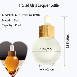 Nouveau design – Flacons compte-gouttes cosmétiques en verre dépoli transparent de 20 ml et 30 ml, forme plate, avec bouchon à vis sérigraphié, pour sérum et huiles essentielles – Lot de 100 pièces - Product Image 2