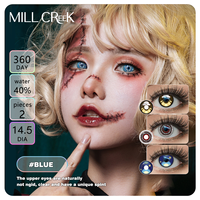 Lensa Kontak Haipurecon Halloween Cosplay Berkualitas Tinggi, Lembut, Crazy, Tiga Warna, Mata Besar 14.5mm, Bahan HEMA, Kandungan Air 40%
