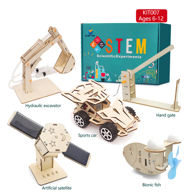 2024 STEM  Customized Learning Science Educational Wooden Puzzle Car Robots Student Kits DIY STEAM Toys for  Kids