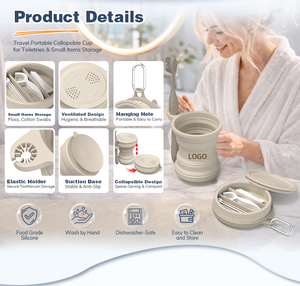 Set da Viaggio Portatile e Pieghevole con Organizer per Articoli da Toeletta, Scatola Portaoggetti, Porta Spazzolino, Custodia Compatta per l'Igiene in Viaggio - Product Image 2