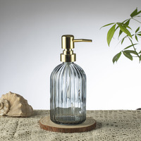 Bouteille pompe personnalisée transparente en verre de 450 ml pour détergent, savon liquide, désinfectant pour les mains, lotion
