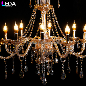 LEDA Luxury Event Birthday <b>Ceiling</b> <b>Decor</b> Glass Chandelier Gold 10-Arm Chandelier with Warm-Tone Lights for <b>Wedding</b> - Product Image 3