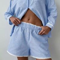 Pyjama d'été pour femme, manches longues et short, imprimé, coupe ample, vêtements d'intérieur, Spandex/Polyester, séchage rapide, écologique