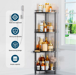 Estantería Metálica de Esquina de Cuatro Niveles, Moderna e Impermeable, para Baño y Ducha - Product Image 1