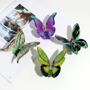 New Chinese Style Temperament Butterfly Shape Claw Clip Elegant Colorful Fashion Women Girls Hair Claw Clips Accessories