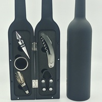 Set de cinq pièces direct du fabricant Grande bouteille de vin noir avec ouvre-bouteille de vin rouge en plastique Set de trois pièces Boîte-cadeau de vin