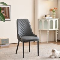 Chaise de salle à manger scandinave en forme de V avec siège en cuir et dossier en métal pour la maison, le bureau ou la restauration