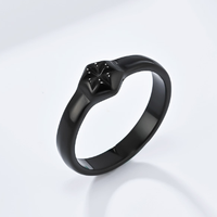 Bague pour femme en acier inoxydable 316L, plaqué or 18 carats PVD, haute qualité, inaltérable, polie, motif étoile hexagonale, idéale comme cadeau