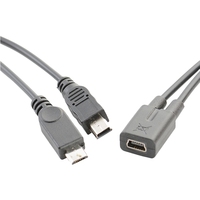 Cable Divisor Mini 5P Hembra a Tipo-C + Micro Macho de 30cm |   Cámara para Auto con Carga Rápida 3A y Detector de Radar Integrado