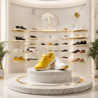 Étagère de présentation de chaussures en métal tendance, unité d'étagérage moderne pour la décoration intérieure et l'exposition des magasins de chaussures