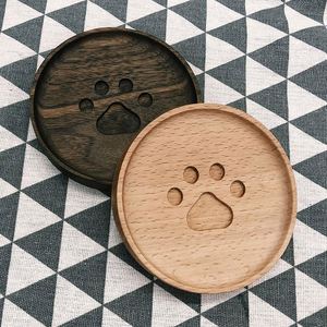 Sous-verres en bois résistants à la chaleur, motif petite patte d'ours, pour verres à vin, tasses et mugs, vente en gros pour thé et café - Product Image 1