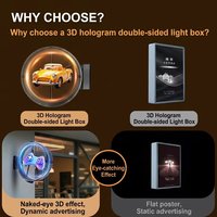 INM INM-light Box 60CM, boîte lumineuse circulaire en aluminium, acier inoxydable, acrylique, holographique 3D, double face, 2000 lumens, panneau LED