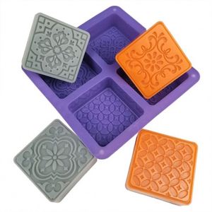 Wholesale Non-stick Silicone 4 Cavity Soap <b>Mold</b> for Handmade Soap <b>Candles</b> - Product Image 1