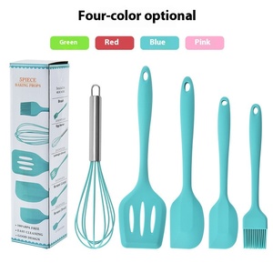 Set peralatan dapur silikon, lima buah alat memasak memanggang termasuk pengocok telur Spatula Steak sampel gratis - Product Image 2