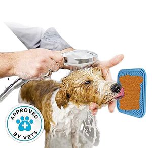 Tappetini per leccare il cane da compagnia impermeabili ecologici in Silicone blu Pawprint con burro di arachidi e ciotole e mangiatoie in stile amore - Product Image 3