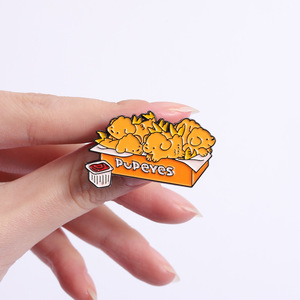 Pin de Solapa de Metal con Diseño de Animal de Dibujos Animados Kawaii, Broche de Esmalte Suave con Diseño de Comida de Dibujos Animados, Perrito, Palomitas de Maíz - Product Image 3
