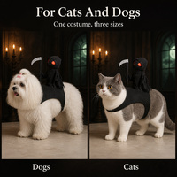 Costume d'Halloween pour chien et chat, style Chevalier Grim Reaper avec faucille, à capuche, noir, tenue de transformation pour animaux de compagnie, effrayant, amusant et mignon