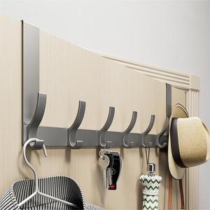 Shu Zheng Over Door Hooks Gunmetal Gray 6 Hooks No Drill Coat <b>Rack</b> <b>Clothes</b> Storage Hook Type - Product Image 1