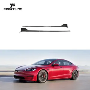 Carbon Fiber Model S Side Skirts Extension for Tesla Model S Plaid 4-Door Electric 2021-2023
