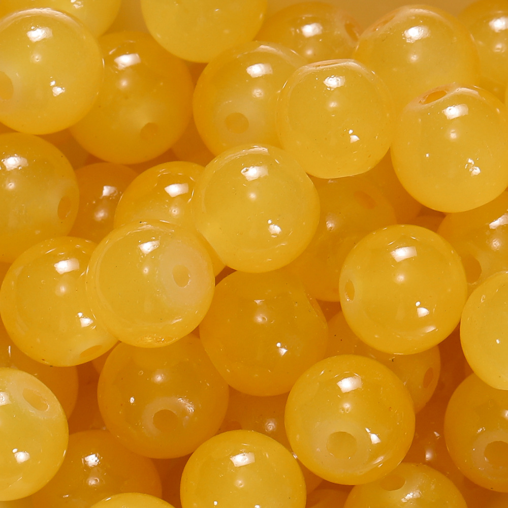 Perles de verre imitation jade 10 mm - Orange