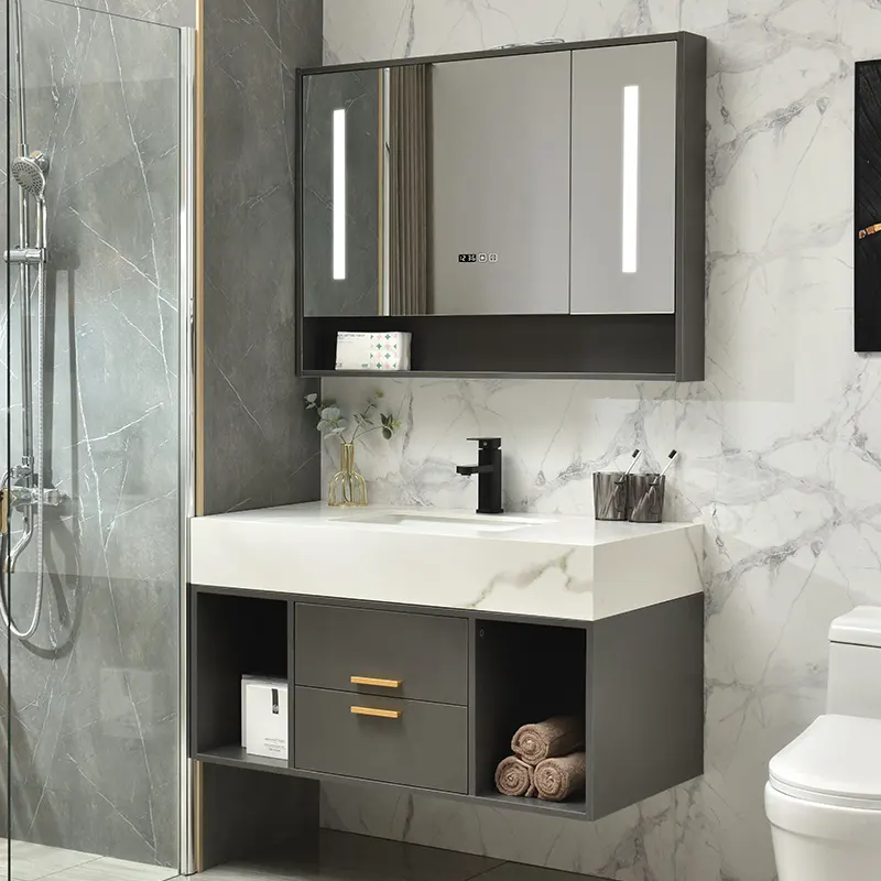 Lanjia 2022 new AZG020 medicine cabinet with mirror for bathroom single vanity corner bathroom vanity solid wood bath vanity