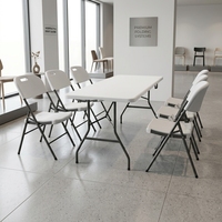 Mesa Plegable Rectangular de Plástico HDPE Blanca de 180 cm (6 pies) para Eventos al Aire Libre y Bodas, Muebles Contemporáneos para Exteriores
