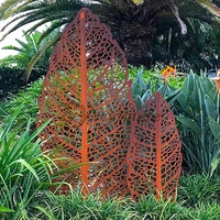 Sculpture en acier corten en forme de feuille, grande sculpture en acier inoxydable en forme de feuilles, sculpture en métal en forme de feuille