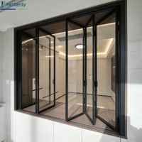 Fenêtre pliante en alliage d'aluminium de norme européenne, verrouillage multipoints, sécurité, double vitrage, ouverture horizontale, insonorisation, isolation thermique