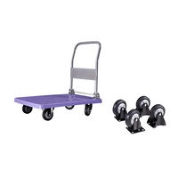 Carrito de compras plegable de plástico de alta resistencia, carrito de mano con plataforma de almacén, para supermercado