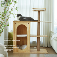 Arbre à chat en bois en gros avec condo double niveau, poteau à gratter en sisal durable, finition huile de cire de bois, mobilier d'escalade pour chat