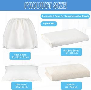 4 cái giường bệnh viện Giường-nhiệt độ cao mềm 100% cotton 180tc tấm phẳng-Vỏ gối-Tấm được trang bị-Chăn - Product Image 2