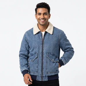 Chaqueta vaquera de invierno de alta calidad para hombre, nuevo Color sólido, cremallera gruesa, estilo vaquero, cálido, cuello vuelto, informal - Product Image 1