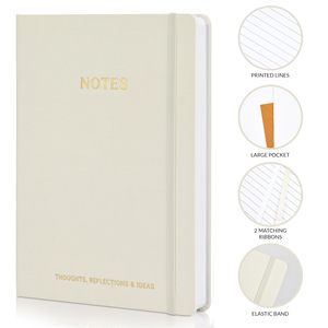 Custom Gold Stamp Embossed A5 Beige Modern Leather Hardcover 180 Sheets <b>Lined</b> Thread Sewing 80-120 GSM Gift Craft Diary Journal - Product Image 3
