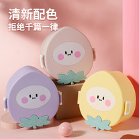 Boîte à lunch en plastique mignonne en forme de pastèque avec trois compartiments, compatible micro-ondes, portable pour les sorties printanières, conservation des fruits